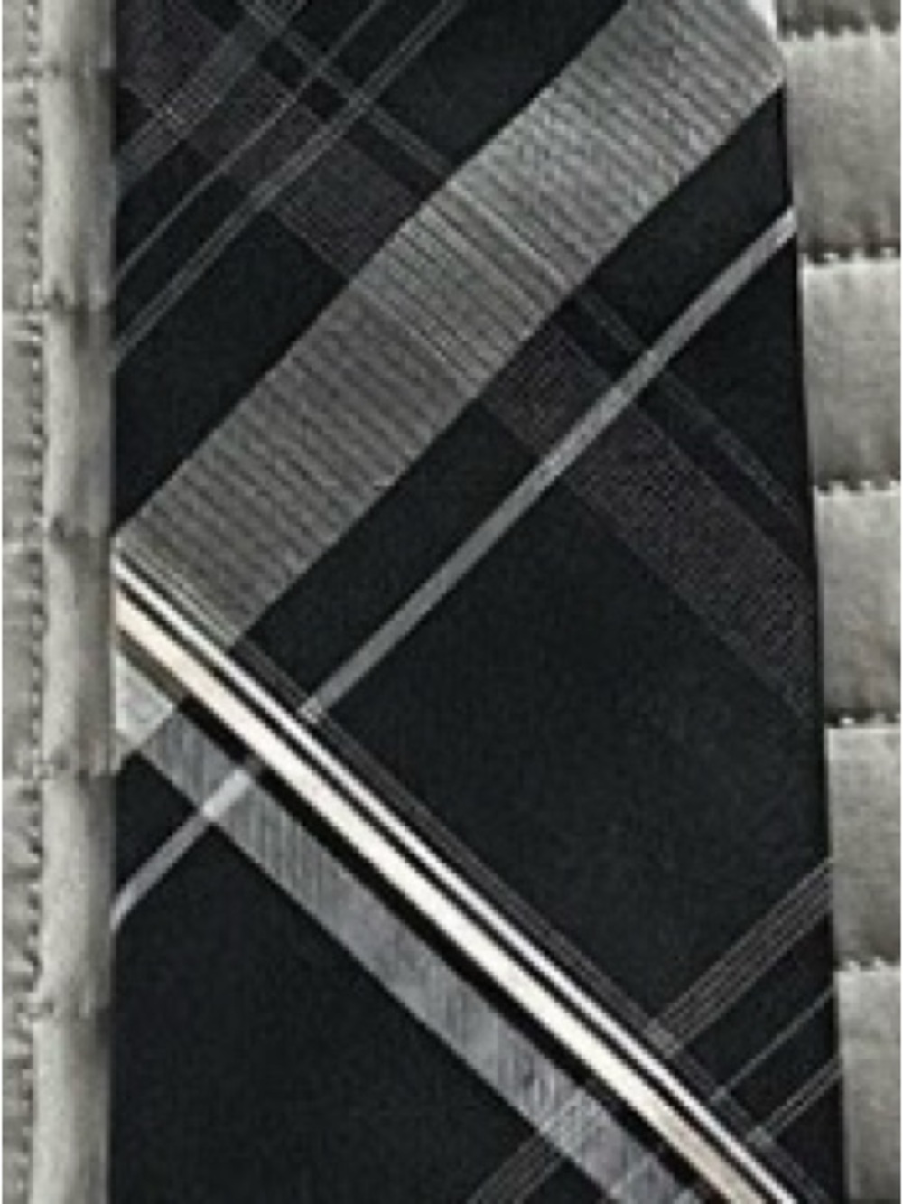 Michael Kors Black and Gray Plaid Silk Tie